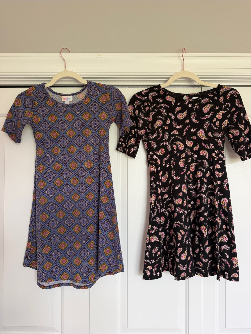 2 Kids Purple Geo Print Dress - and black and pink floral